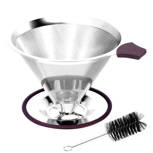 Herolland Pour Over Coffee Filter, Paperless Pour Over Coffee Dripper, Slow Drip Pour Over Coffee Maker for 1-2 Cups Brew, Double Mesh Design of Manual Reusable Cone Filter with Stand