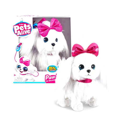 Pets Alive Lil' Paw The Walking Puppy by ZURU Interactive Dog That Walk, Waggle, and Barks, Interactive Plush Pet, Electronic Leash, Soft Toy for Kids and Girls
