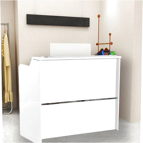 Fakednss Modern Reception Desk,Front Desk Reception Table Checkout Table Retail Counter Welcome Desk with Lockable Drawer for Lobby Office Beauty Salon Reception Area(80 * 40 * 102cm)