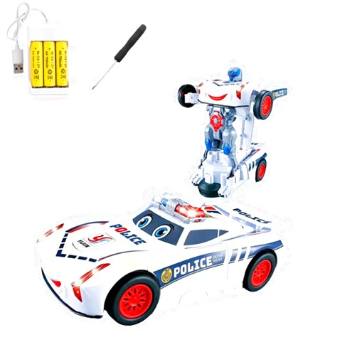 Yuloron Universal Deformation Police Toy Car, Electric Universal Deformation Police Toy Car, Deformation Police Toy Car, Magnetic Transform Engineering Car Toy (Police car)