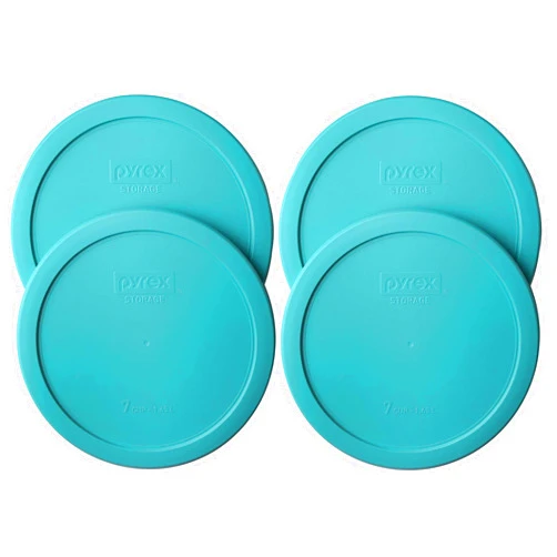 Pyrex 7402-PC 7-Cup Turquoise Plastic Food Storage Lid, Made in USA - 4 Pack