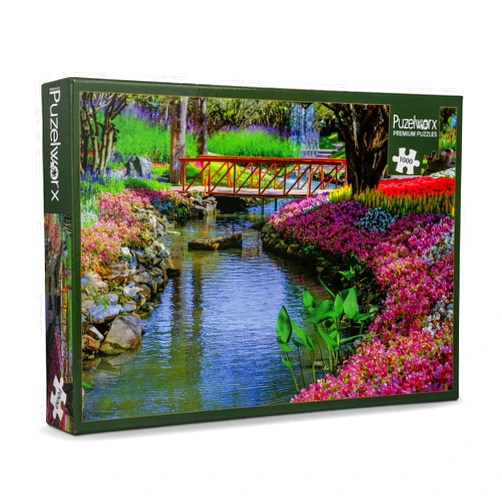 Playkidz Puzelworx 1000 Piece Jigsaw Puzzle Educational Puzzle Family Game Gift for Adults and Kids (Floral Bridge)