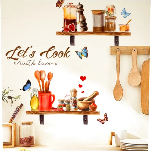 MTOMDY 2 PCS Kitchen Wall Decor，Kitchen Rules Wall Stickers,Removable Vinyl Sign Art Decal for Kitchen Dining Baking Room Restaurant Home Décor