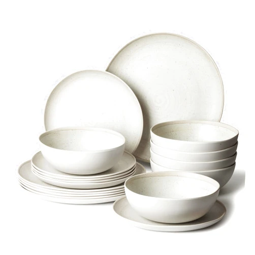 Joviton HOME 18PCS Gray Swirl Melamine Dinnerware Sets for 6, Outdoor Plates and Bowls Sets (Gray Swirl)