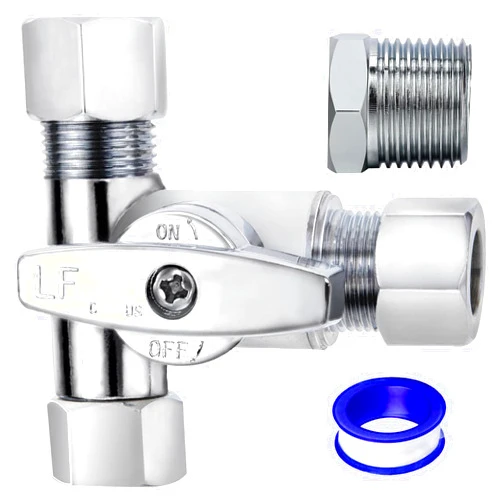 Breezliy 1pc Metal Brass Tube Fitting,Add-A-Tee 3-Way Compression Fitting 3/8-3/8-3/8 Tee Stop Valve 1Pack