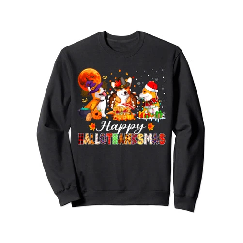 Corgi Dog Lovers Halloween Thanksgiving Xmas Tee Corgi Dogs Halloween Thanksgiving Christmas Hallothanksmas Sweatshirt