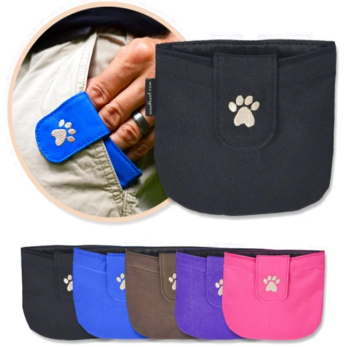 Woofhoof Dog Treat Pouch, Black Pocket Sized Training Treat Pouch - Lightweight Dog Treat Holder with Magnetic Flap For Stability, Perfect Dog Accessories, Made of Durable Nylon, Machine Washable