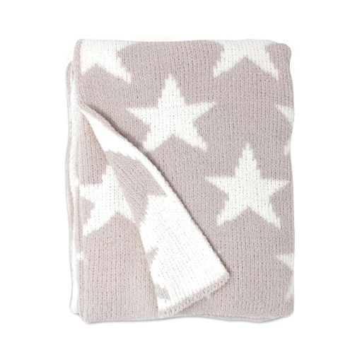 Living Textiles Grey Stars Chenille Soft Baby Blanket Reversible Premium Cozy Fabric for Best Comfort - for Infant,Toddler,Newborn,Nursery,Boy,Girl,Unisex,Throw,Crib,Stroller,Gift, Grey Stars 40x30