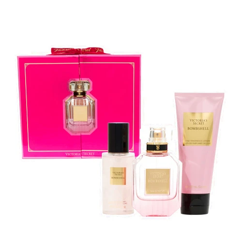 Victoria's Secret Bombshell 3 Piece Luxe Fragrance Gift Set: 1.7 oz. Eau de Parfum, Travel Lotion & Shimmer Mist