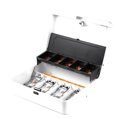 WOT I Steel Cash Box with Money Tray with Key Lock, 11.8