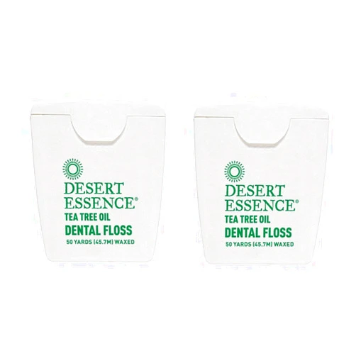 Desert Essence Tea Tree Oil Dental Floss, No alcohol, 50 Yards (45.7 M) Waxed (Pack of 2)