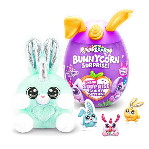 Rainbocorns Bunnycorn Surprise by ZURU (2 Pack) Collectible Plush Stuffed Animal, Surprise Eggs, Stickers, Ages 3+ for Girls & Children (Random)