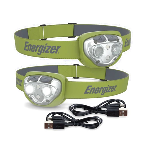 Energizer Rechargeable LED Headlamp, IPX4 Water Resistant, High-Powered Bright LED, Multiple Light Modes, Best Headlight for Camping, Running, Outdoors, Emergency Light, USB Included