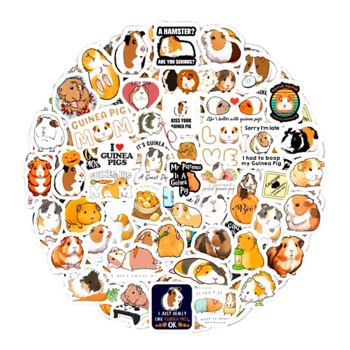 BulbaCraft Guinea Pig Stickers - Guinea Pig Party Favors, Guinea Pig Birthday Decorations - Guinea Pig Stuff, Accessories, Gifts for Guinea Pig Lovers, Toys, Plush, Keychain Laptop Decals