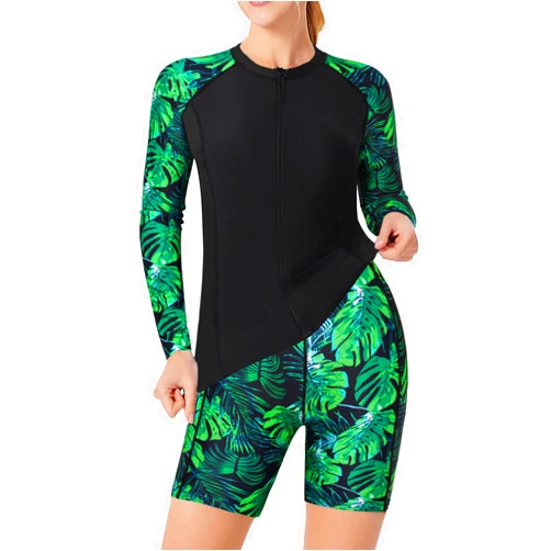 JACK SMITH Women's 3 Piece Long Sleeve Rash Guard Swimsuits Zip Front Bathing Suit Tankini Swimsuits UPF 50