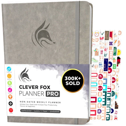 Clever Fox Planner PRO – Weekly & Monthly Life Planner to Increase Productivity, Time Management and Hit Your Goals, 8.5x11″ (Gray)