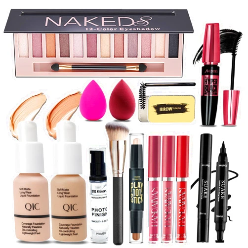 Geyomi All in One Makeup Kit for Women Full Kit, 12 Colors Eyeshadow, Foundation & Primer, Lipsticks, Eyeliner, Mascara, Contour Stick, Brow Soap, Makeup Brush & Sponge, Make Up Gift Set for Women, Teens