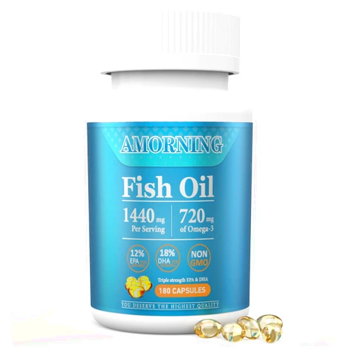 AMORNING Fish-Oil Omega3-Fatty Acids-Supplement Small-Softgels - 180Count 1440mg for Healthy Heart Brain Eyes Support High EPA DHA Easy to Swallow