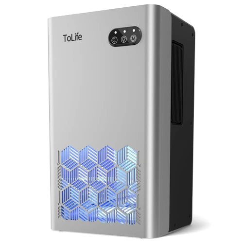 ToLife Dehumidifier, ToLife Dehumidifiers for Bedroom, 95 OZ Water Tank, (950 sq.ft) Quiet Small Dehumidifiers for Basement Home Bathroom with Auto Shut Off, 7 Colors LED Light, Silver