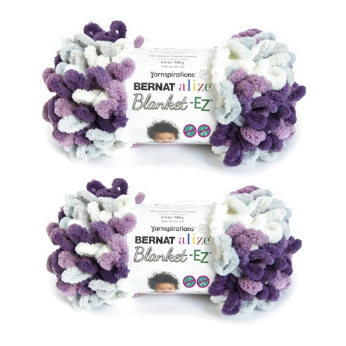 Bernat Alize Blanket-EZ Super Soft Looped Yarn for Beginners, Hand Knitting- No Needles or Hooks Needed, Thistle, 2 Pack