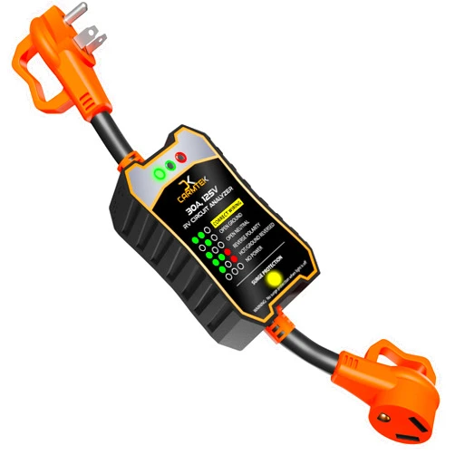 CARMTEK RV Surge Protector 30 Amp - RV Circuit Analyzer with Integrated Smart 30 Amp Surge Voltage Protection with Grip Handles