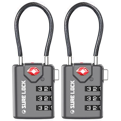 SURE LOCK TSA Compatible Travel Luggage Locks, Inspection Indicator, Easy Read Dials TSA Approved with Zinc Alloy