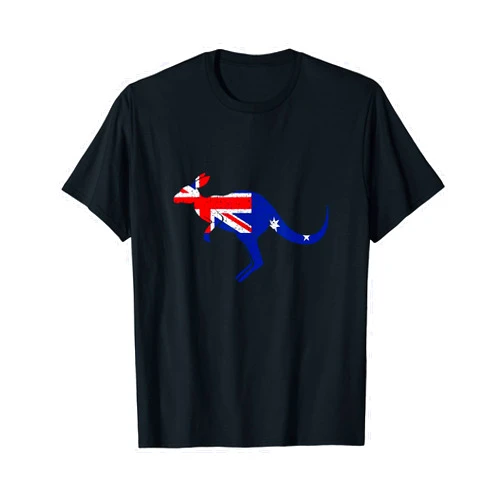 SHIRTSIDE Kangaroo Kangaroo Australian Flag - Australia Pride Australian Gift T-Shirt