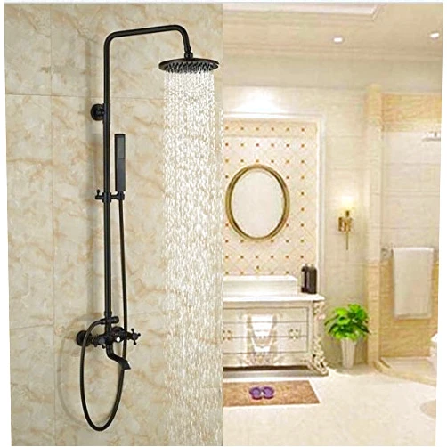 GOWE Oil Rubbed Bronze Bakth Tub Shower Faucet Wall Mounted Bathroom Rainfall Shower Set Exposed