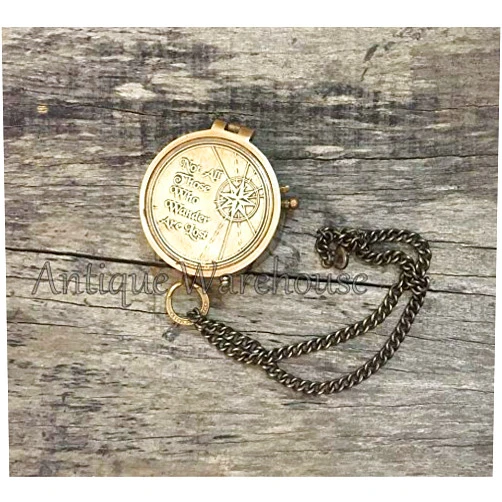 Marine Collection Mart NOT All Those WHO Wander are Lost Nautical Antique Brass Working Compass Perfect Sailors Gift for Birthday, Christmas, Halloween, New Year and Your Navy Friends eve.