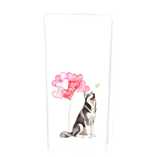 Qabliqo Husky Gifts Kitchen Towels, Husky Gifts for Huskys Lovers Women, Valentines Day Hand Towels for Kitchen, Valentines Day Gift, 16x24 Inch
