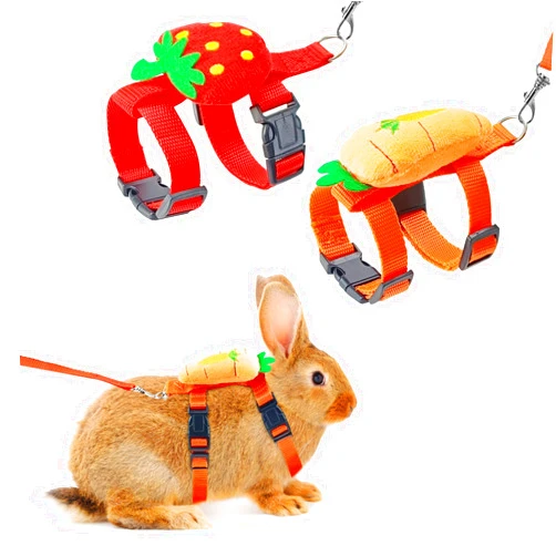 Xloey Bunny Harness and Leash for Rabbits,2 Pack Adjustable Bunny Harness,Cute Vest Harness and Leash Set, for Rabbit,Kitten, Puppy, Pig and Small Pet Animals