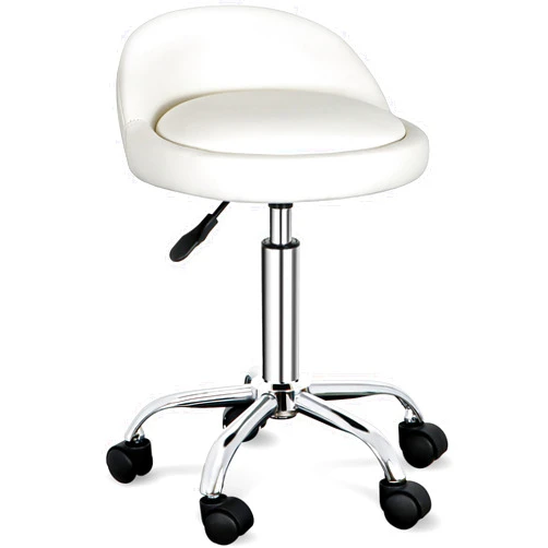 Nova Microdermabrasion Rolling Stool Swivel Salon Stool Chair Adjustable Drafting Stool Tattoo Office Massage Medical Facial Spa Stool with PU Cushion Backrest(White)