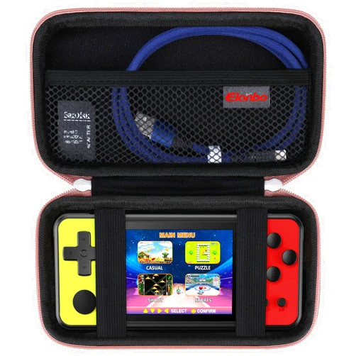 Elonbo Carrying Case for KAVOYI/TEBIYOU/Beico 32 Bit Handheld Games, Portable Arcade Gaming Player Travel Storage Cover, Electronic Video Games Toy Organizer Holder Bag, Rose Gold