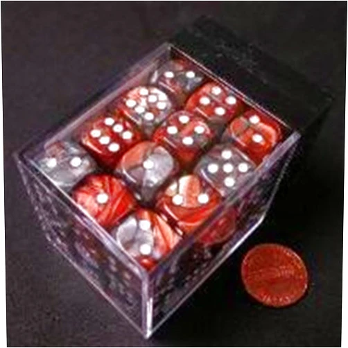 Chessex Manufacturing 26824 D6 Cube Gemini Set Of 36 Dice, 12 mm - Copper & Steel With White Numbering by Chessex Manufacturing