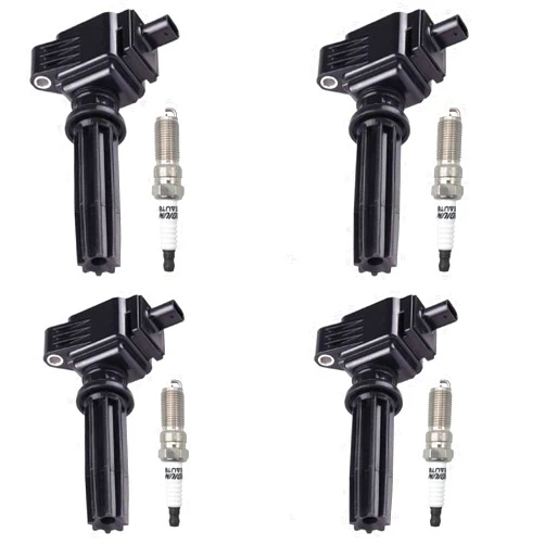 OYEAUTO Ignition Coil Pack with Iridium Spark Plug UF670 C1816 2.0L 2.3L L4 Compatible with Ford Land Rover Lincoln Edge Escape Explorer Focus Fusion MKC Set of 4