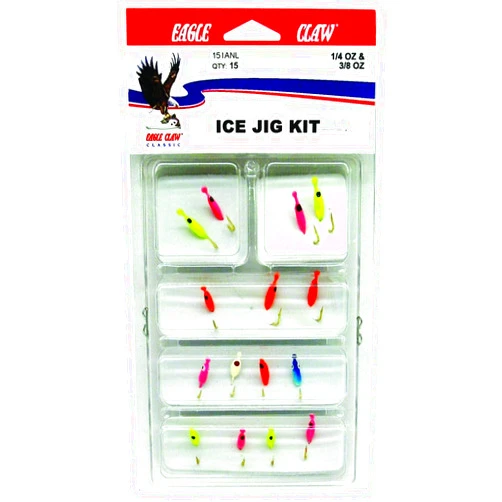 Eagle Claw Assorted Ice Jig Kit, Assorted Colors, Small