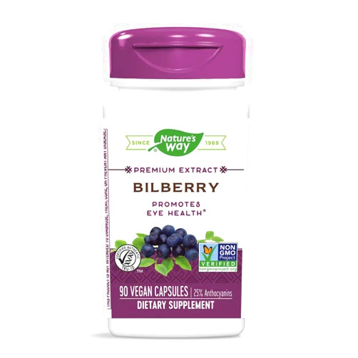 Nature's Way Bilberry Standardized Extract Veg Capsules 90 ea (Pack of 3)