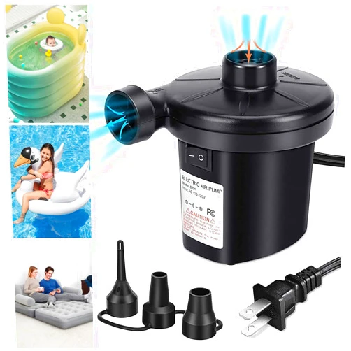 Poccen Electric Air Pump - Portable Quick-Fill Inflator/Deflator Pumps with 3 Nozzles, Air Mattress Pump for Inflatables Paddling Pools,Swimming Ring AC/110V