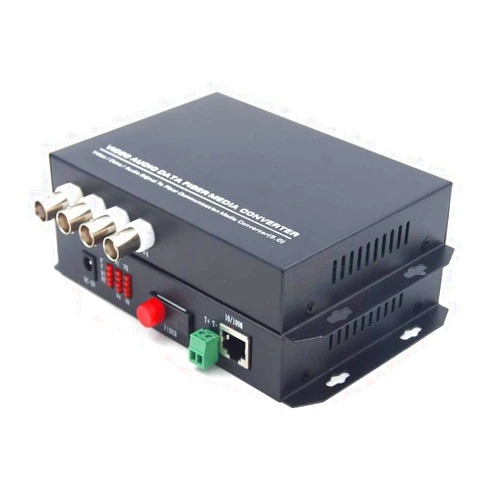 Primeda-telecom 4 Channels Video and Ethernet Over Fiber Optic Media Converters, Singlemode Fiber up 20Km (Include Transmitter and Receiver) for Video Surveillance System