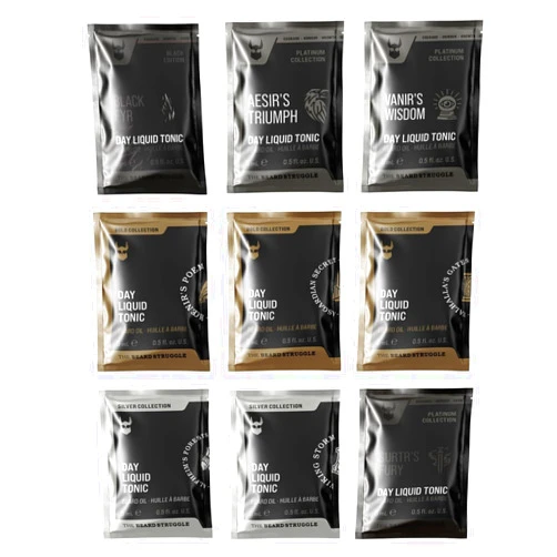 The Beard Struggle 9 Beard Oil Voyager Sample Pack, Variety Beard Oil for Men Sampler with 9 Different Scents, All Natural Ingredients, Beard Growth Oil for Soft and Healthy Hair, Day Liquid Tonic