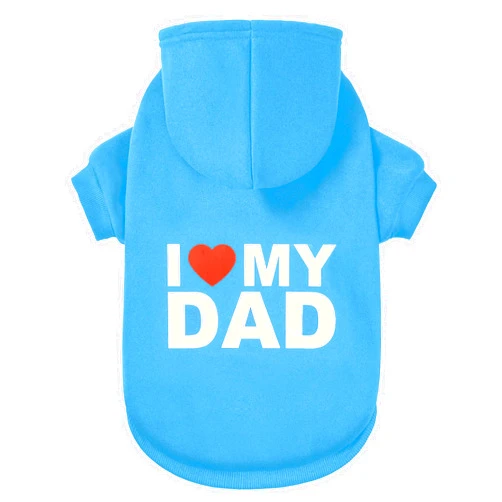 GreenJoy Dog Sweater Dog Hoodie Cold Weather Dog Coat Hooded Sweatshirt for Puppies,Cats, Small Medium Large Dogs (Blue(I Love My Dad), X-Small)