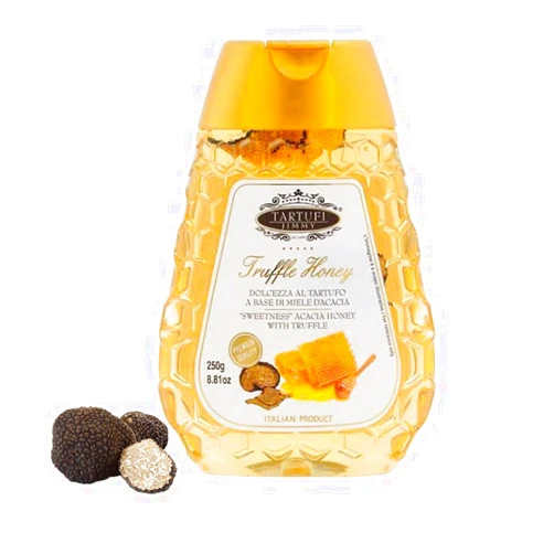 Tita Italian Superior Acacia Honey with Dried Summer Truffle 100% Pure [Vitamins,Organic Acids, Gluten- free, Sweetener, Energy Booster, Squeeze Bottle] Miel Trufas Net Weight: 8.81oz/250gr - by Tita Italian