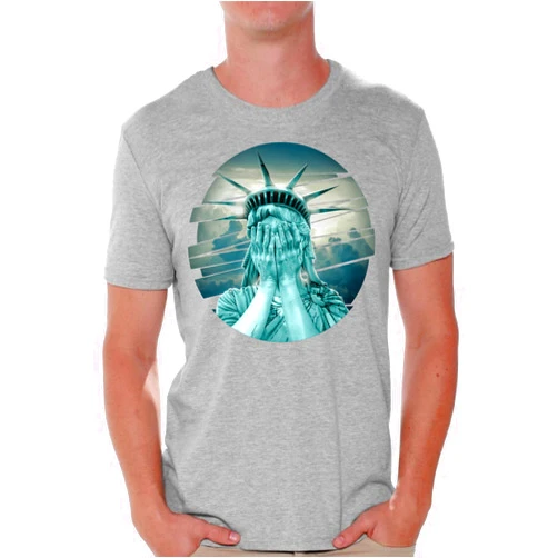 Awkward Styles Men's Statue of Liberty The Crying Lady Graphic T shirt Tops