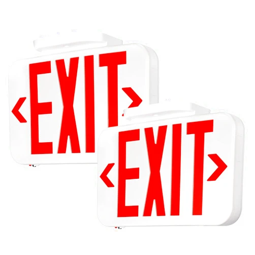 TORCHSTAR LED Exit Sign, Emergency Exit Light with Battery Backup, Double Face, UL 924, AC 120/277V, Damp Location, Hardwired Red Letter Exit Lights for Business, Pack of 2