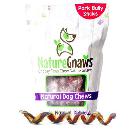 Nature Gnaws Pork Bully Stick Springs for Dogs 7-8