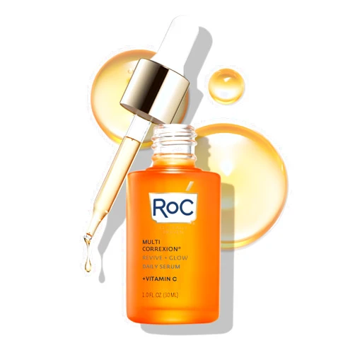 RoC Multi Correxion Revive + Glow 10% Active Vitamin C Serum for Face, Daily Anti-Aging Wrinkle and Skin Tone Skin Care Treatment, Brightening Serum, 1 Fluid Ounce