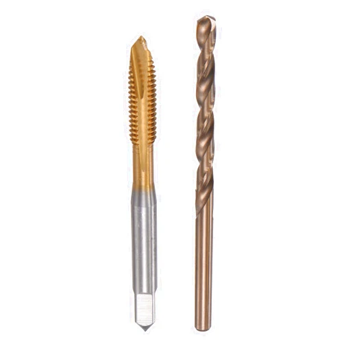 uxcell M6 x 1 Spiral Point Thread Tap and 5.0mm Drill Bit Set, Metric Titanium Plated Cobalt High Speed Steel Machine Screw Thread Tap Threading Tool