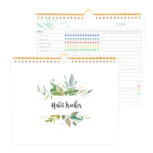 KAICN Habit Tracker Calendar- 12 Months Undated Daily Weekly & Monthly Period Habit Tracker Journal, Greenery Floral, Spiral Binding with Writable Goals Habits Track and Self Care Office Supplies. 8