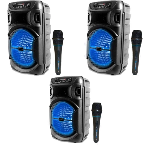 Technical Pro 8 Inch Portable 1000 W Bluetooth Speaker,w/Woofer & Tweeter and Portable Microphone w/Digital Processing Wired Mic Included, XLR to 1/4