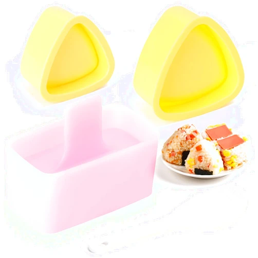 Serqd 3 Pack Onigiri Sushi Maker Mold kit， Classic Triangle Rice Musubi Press Mold for Kid Lunch Bento, Home DIY
